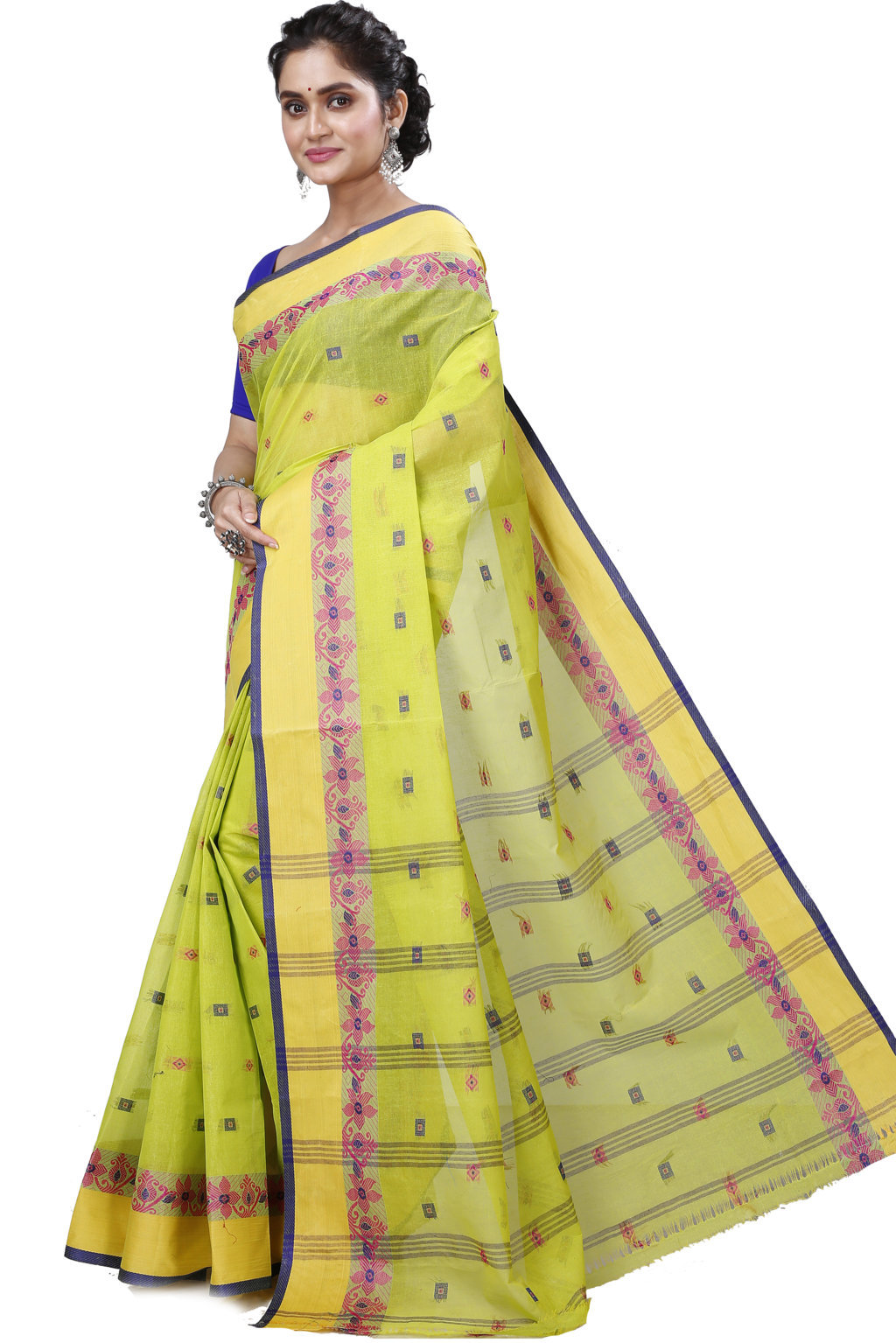 Olive Green Pure Cotton Ramala Tant Saree (959)